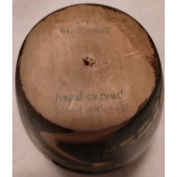 Handarbeit‎ Black Forest German Hand Carved Painted 3D Wood Vase Vintage - Picture 7 of 9